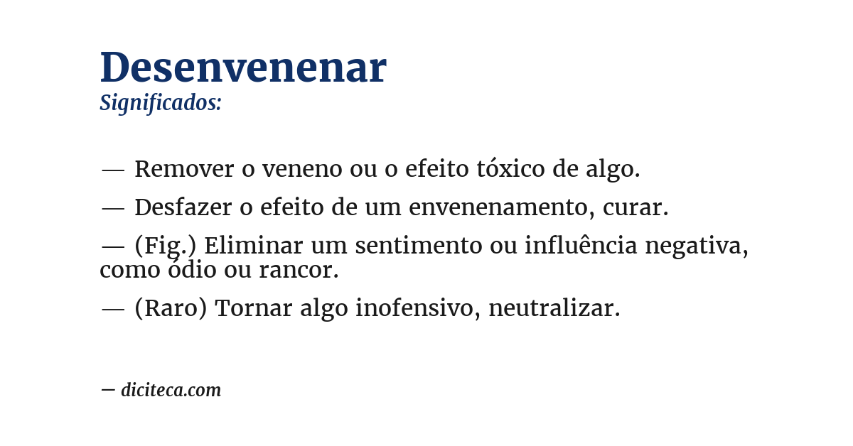 Significado de desenvenenar