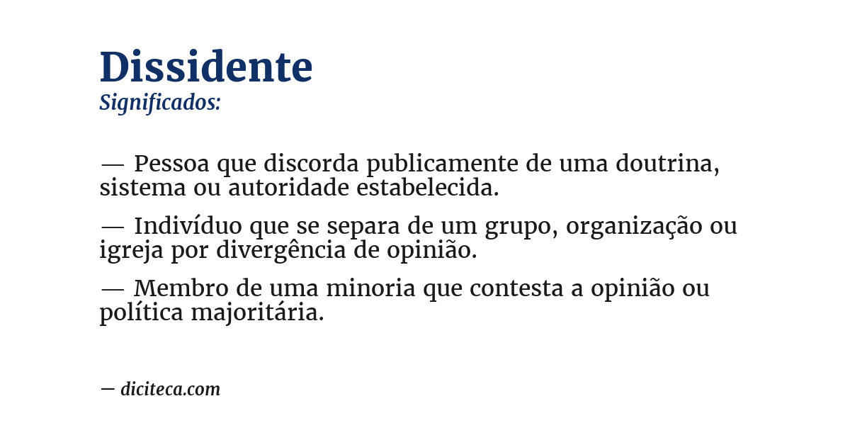 Significado de dissidente