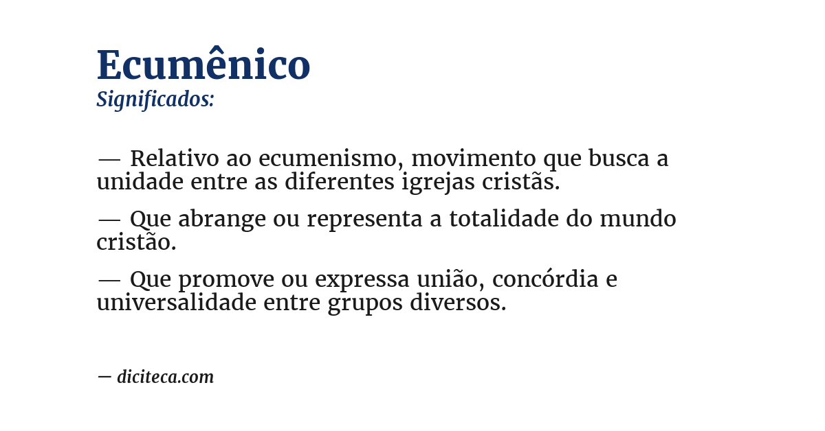 Significado de ecumênico