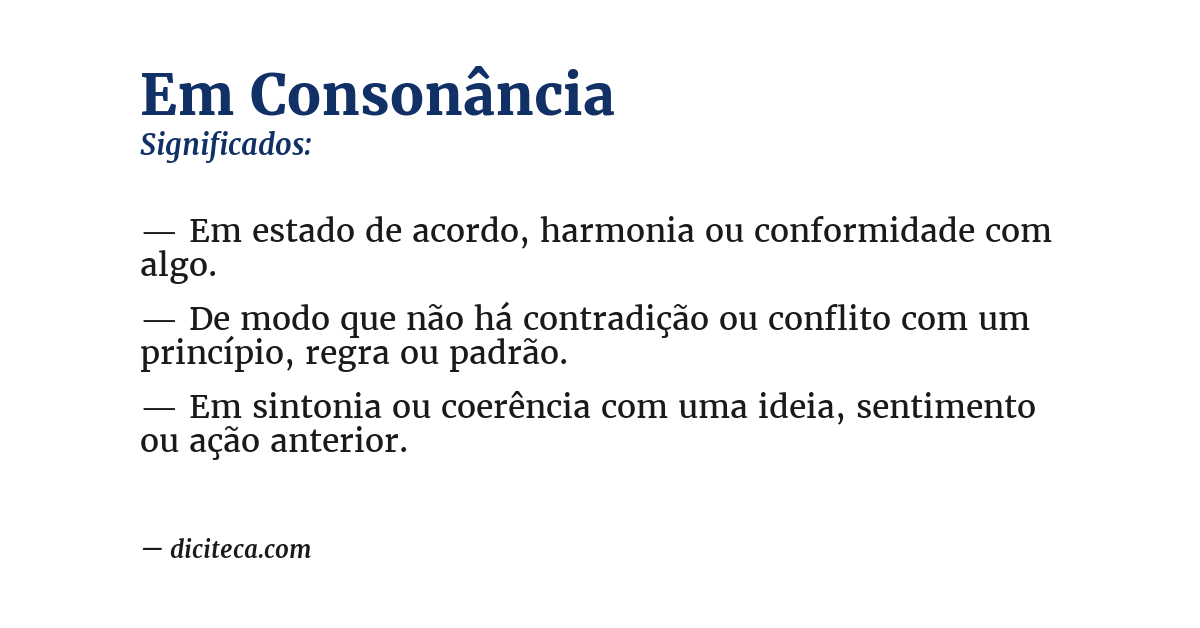 Significado de em consonância