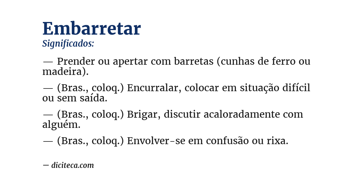 Significado de embarretar