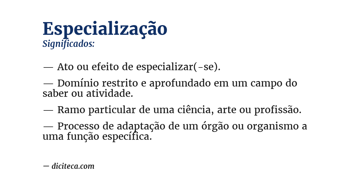 Significado de especialização