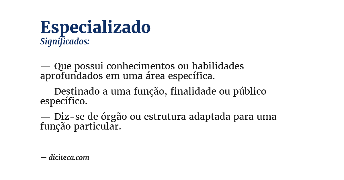Significado de especializado