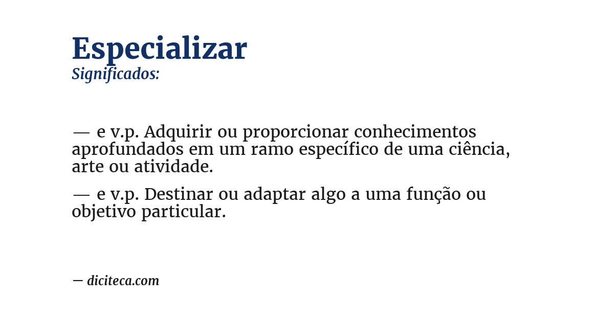 Significado de especializar