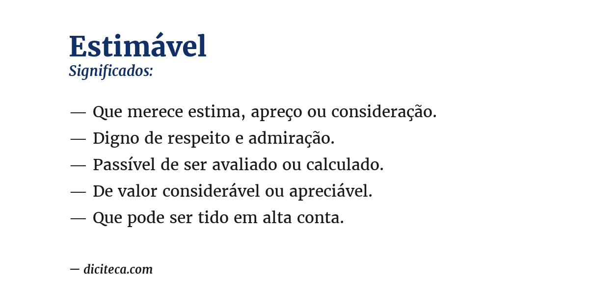 Significado de estimável