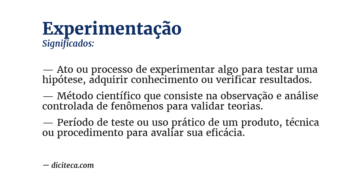 Significado de experimentação