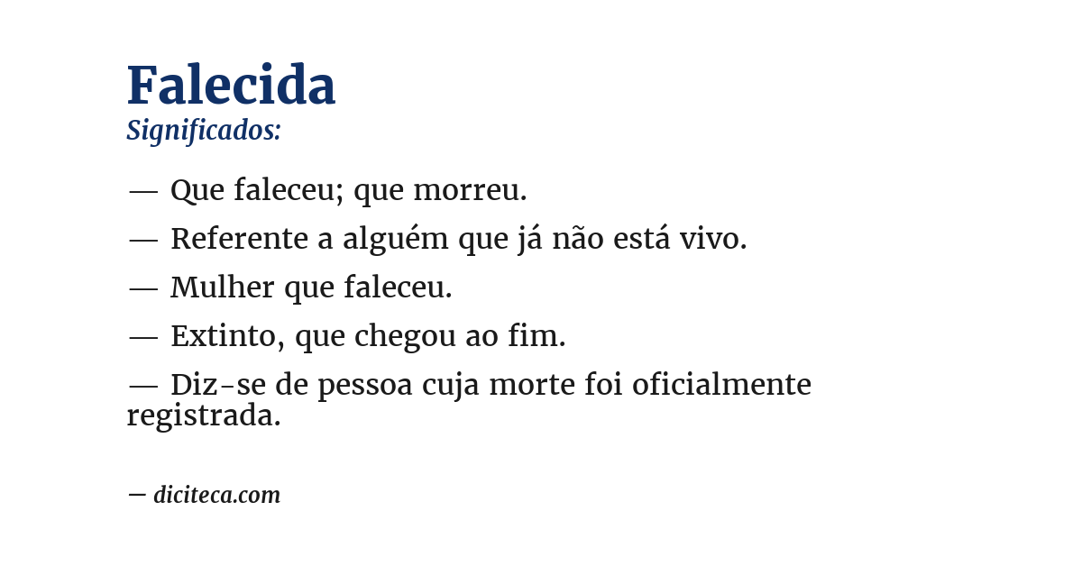 Significado de falecida