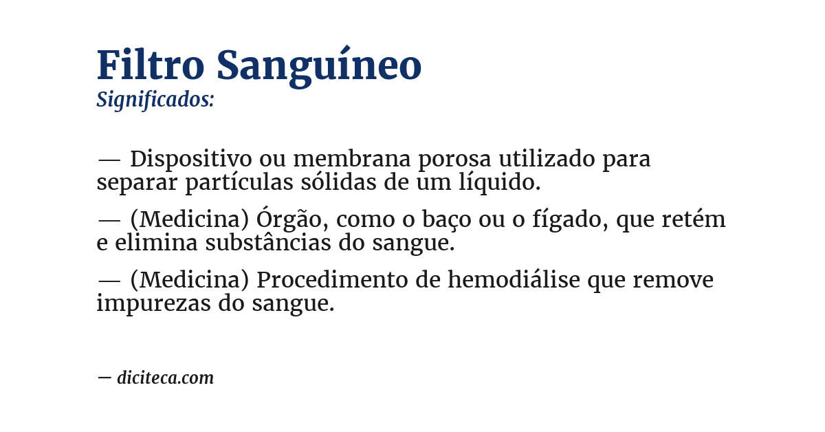 Significado de filtro sanguíneo