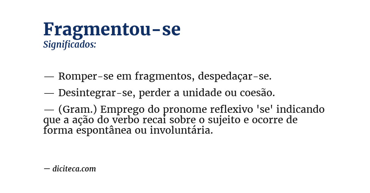 Significado de fragmentou-se