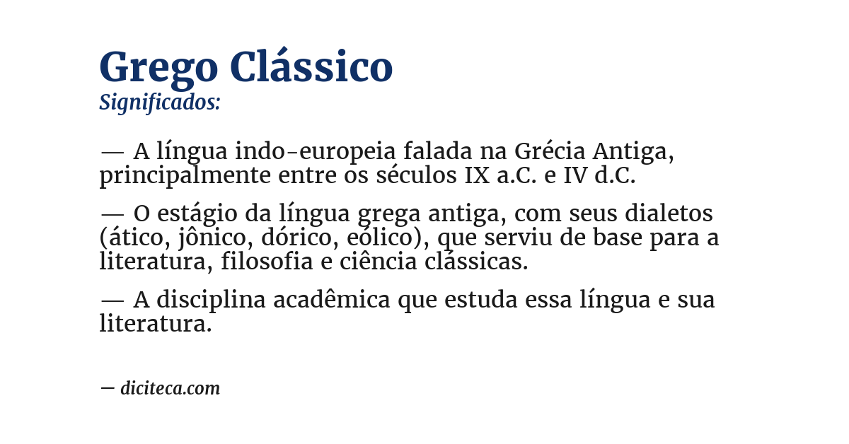 Significado de grego clássico