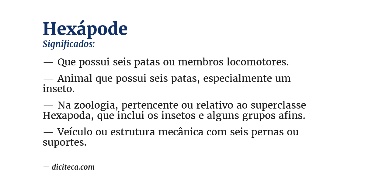 Significado de hexápode