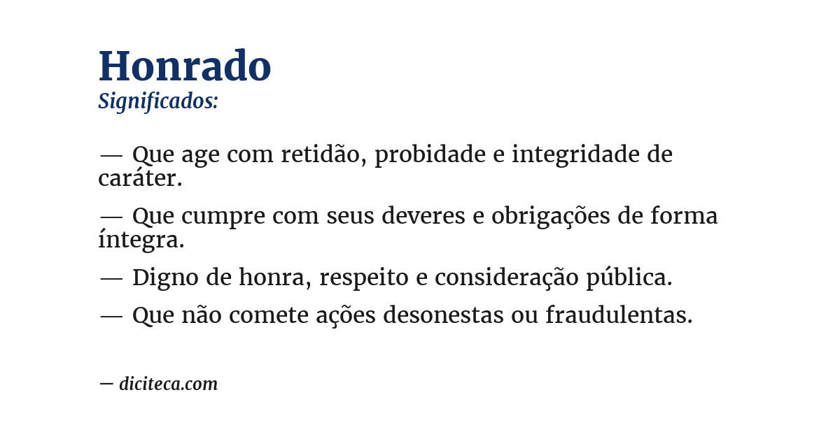 Significado de honrado