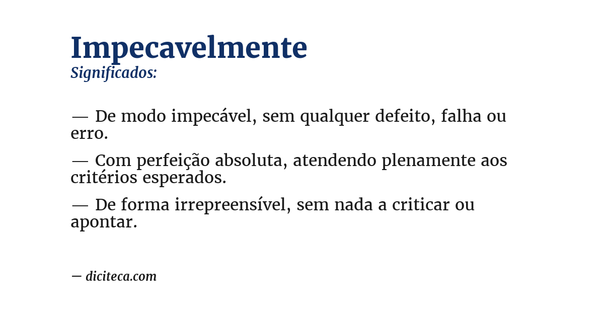 Significado de impecavelmente