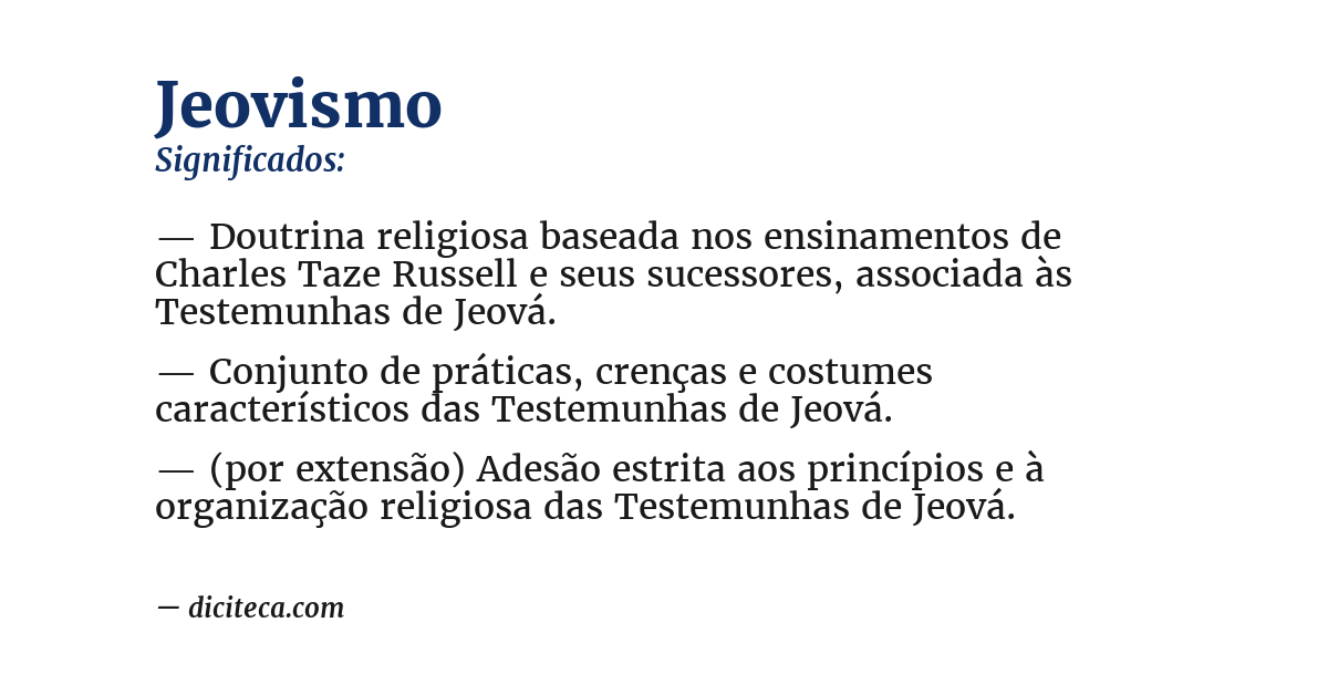 Significado de jeovismo