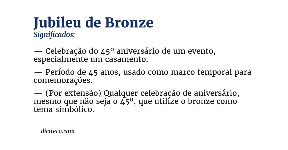 Significado de jubileu de bronze