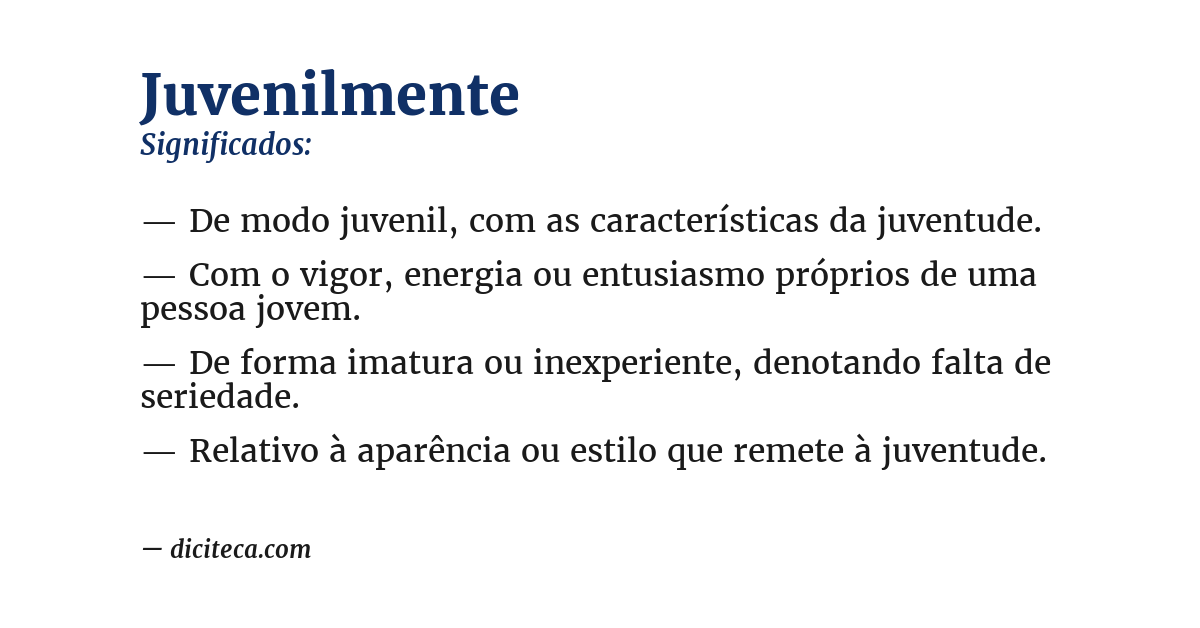 Significado de juvenilmente