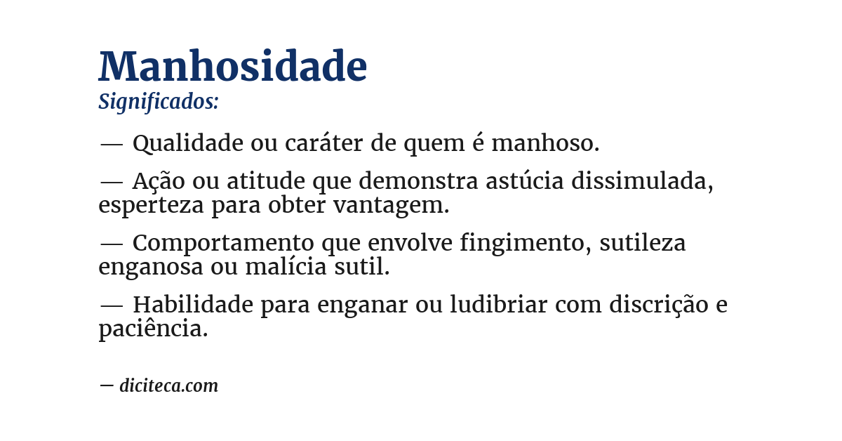 Significado de manhosidade