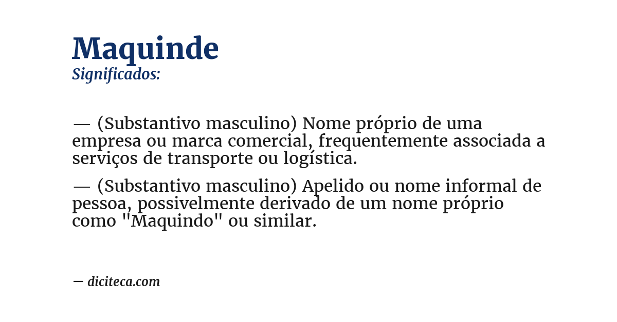 Significado de maquinde