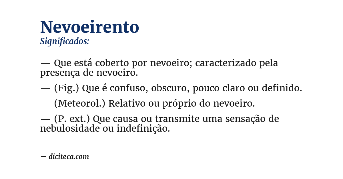 Significado de nevoeirento