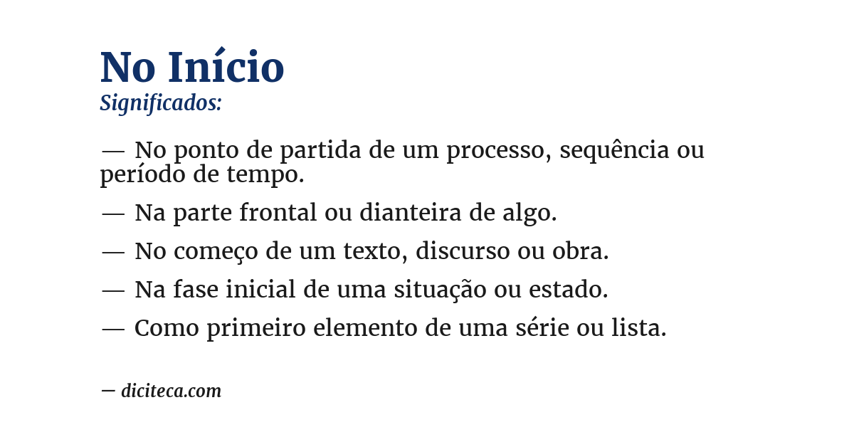Significado de no início