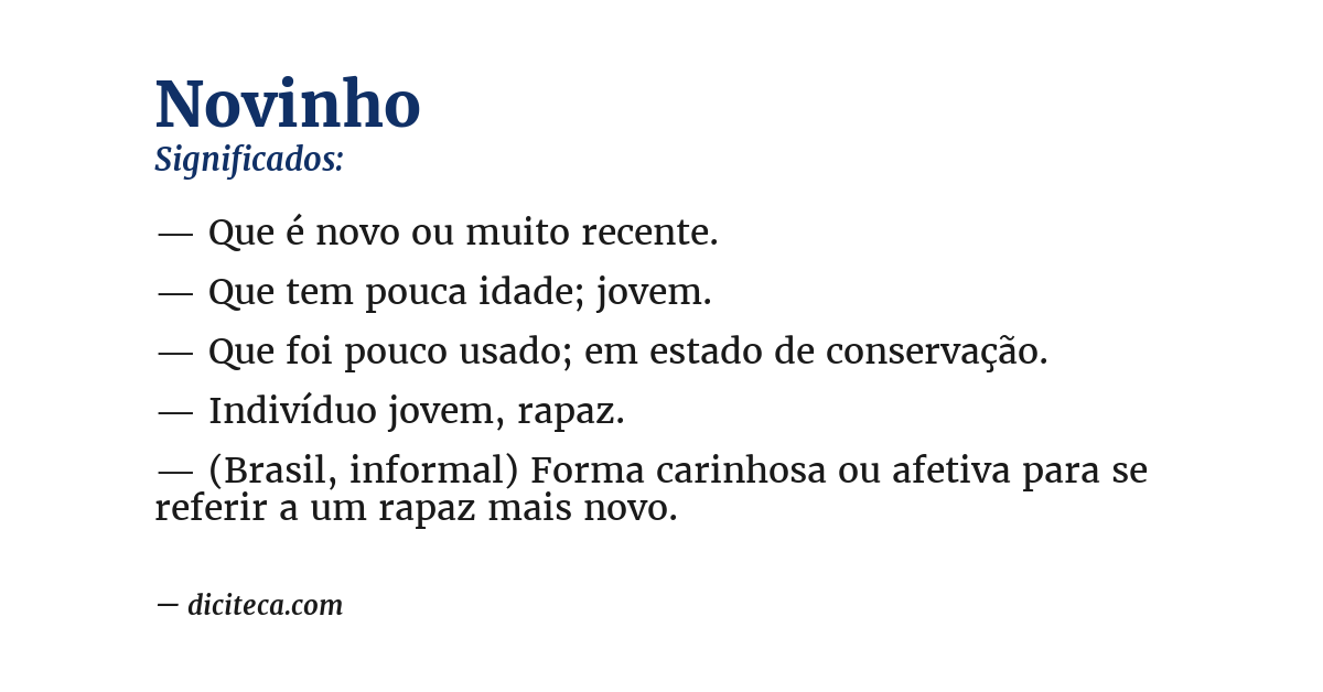 Significado de novinho