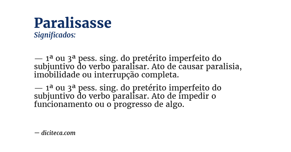 Significado de paralisasse