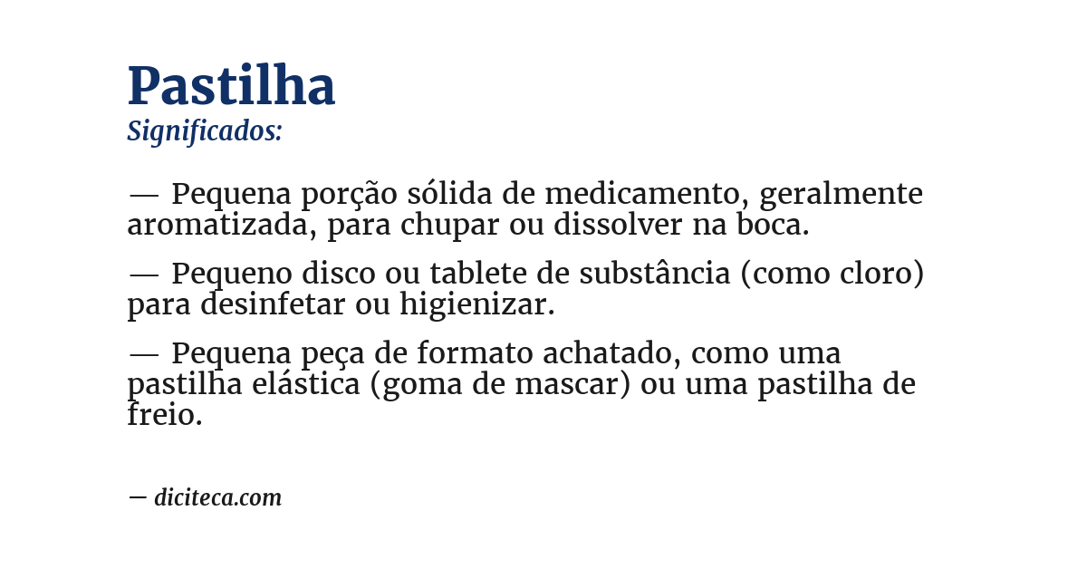 Significado de pastilha