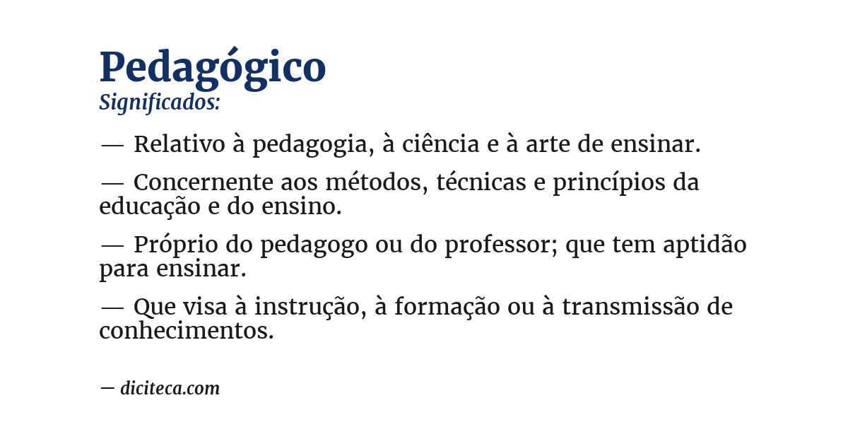 Significado de pedagógico
