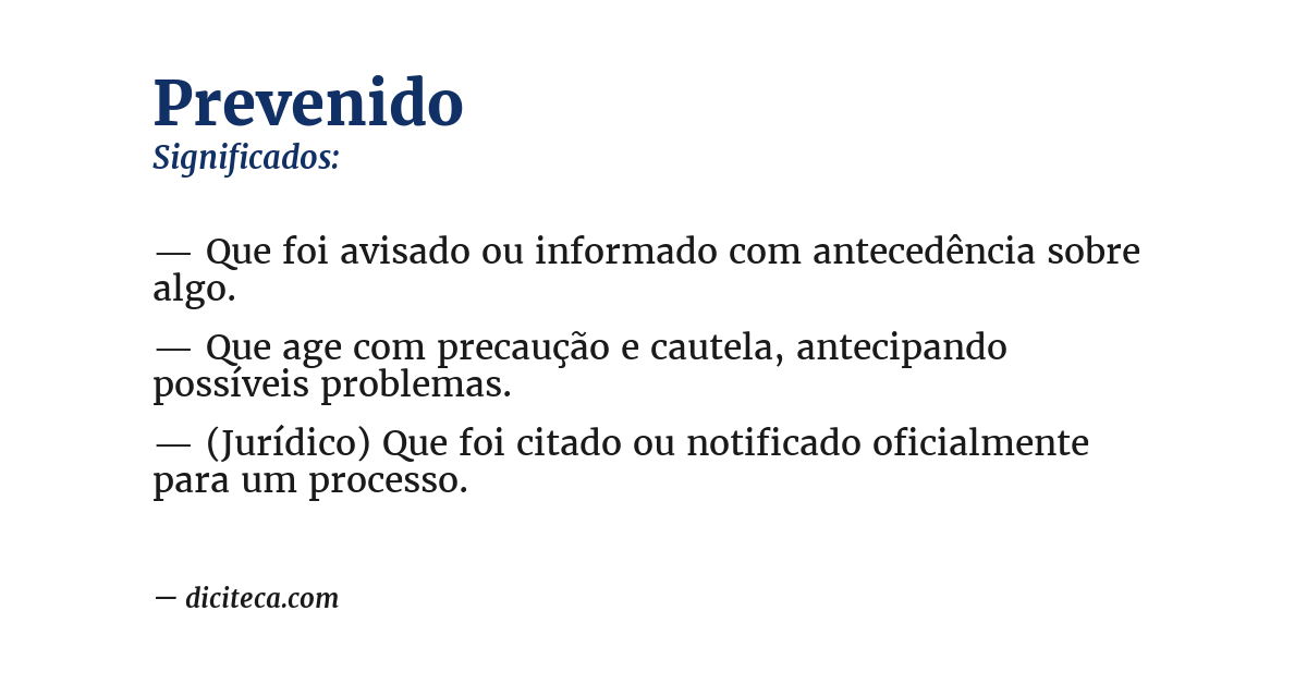 Significado de prevenido