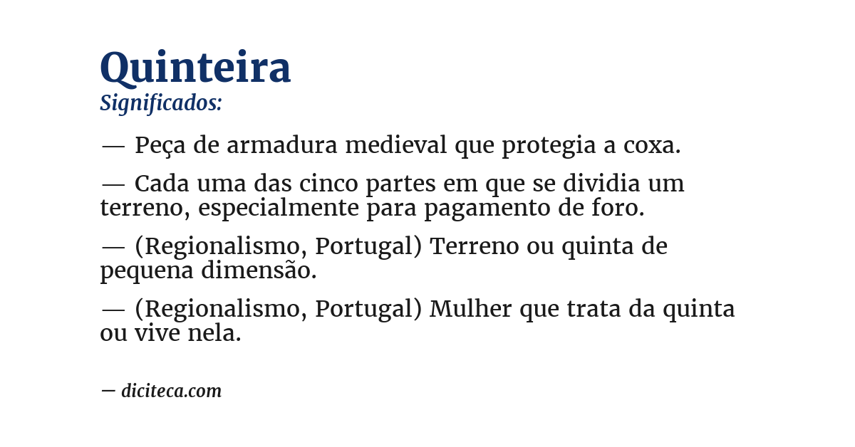 Significado de quinteira