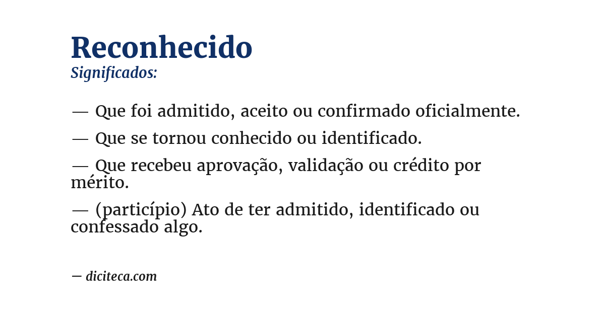 Significado de reconhecido