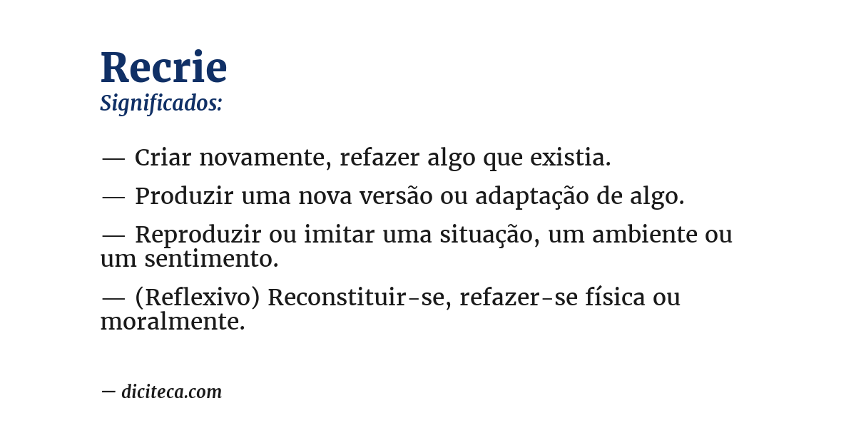 Significado de recrie