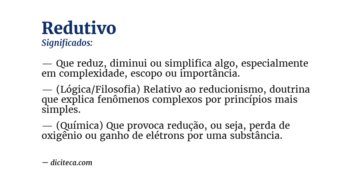 Significado de redutivo