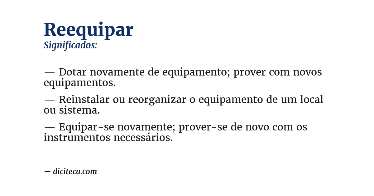 Significado de reequipar