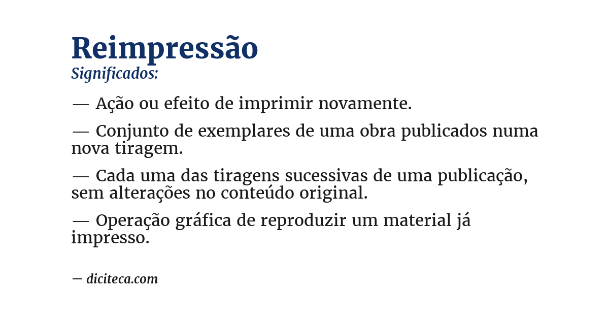 Significado de reimpressão