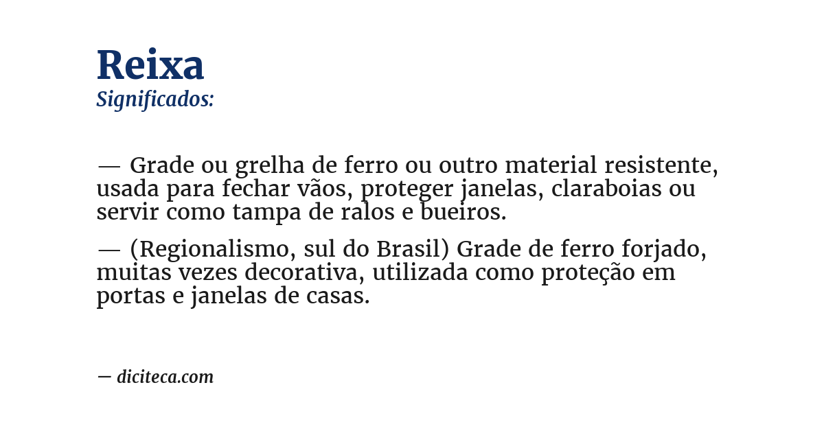 Significado de reixa