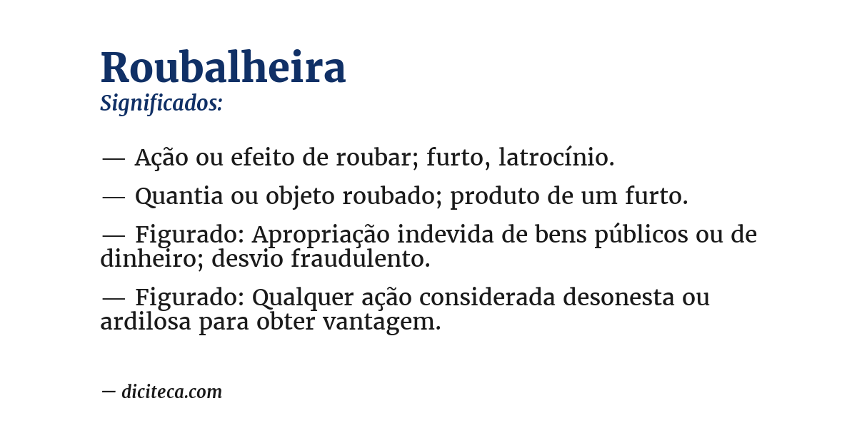 Significado de roubalheira
