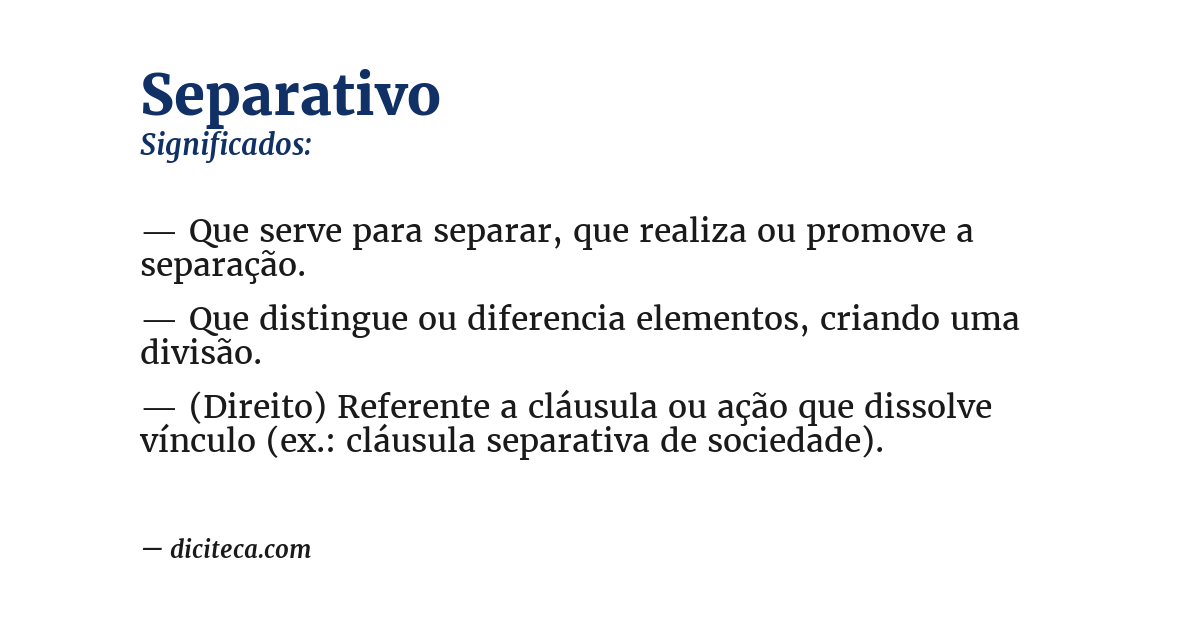 Significado de separativo