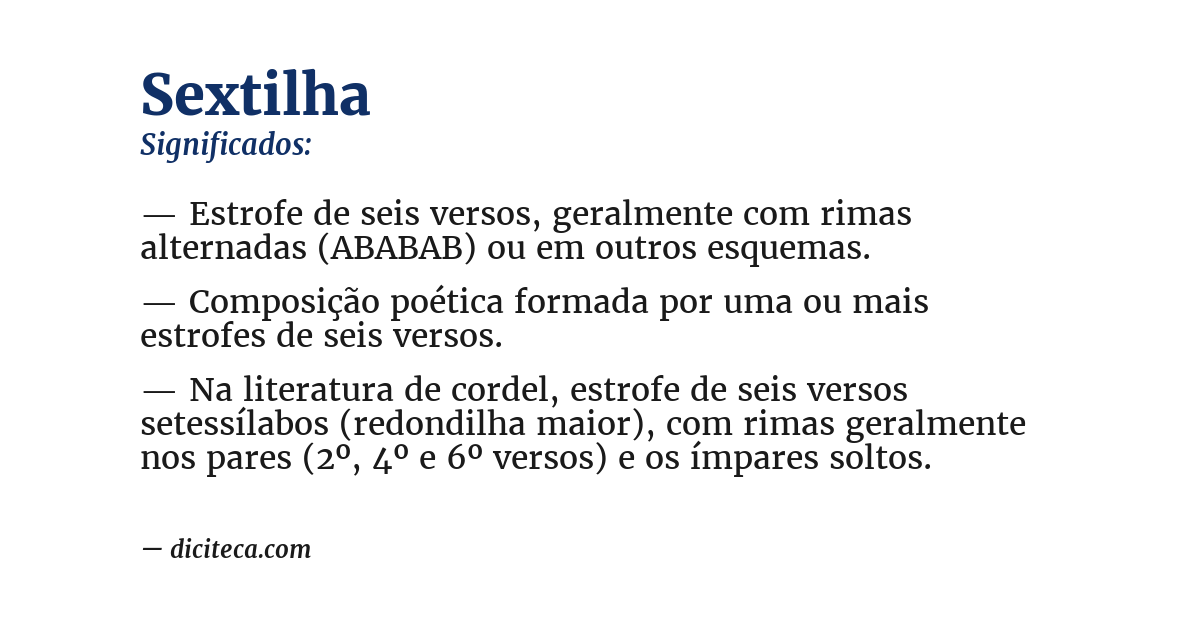 Significado de sextilha