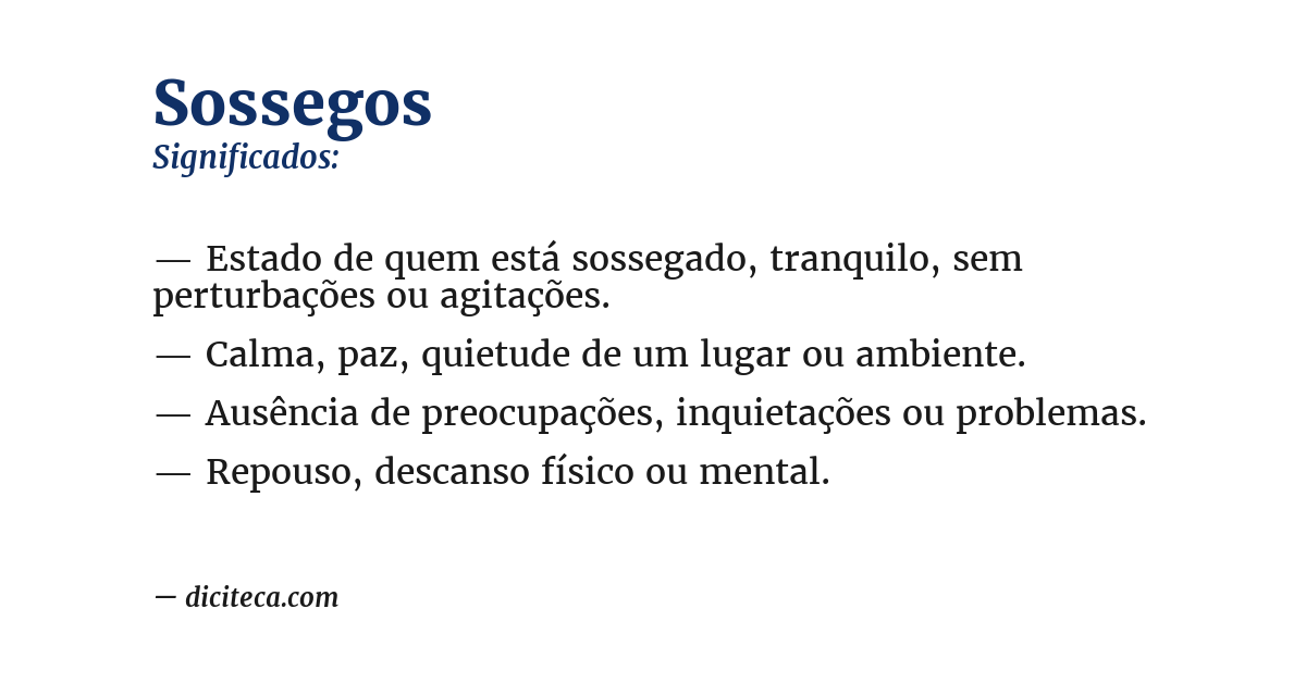 Significado de sossegos
