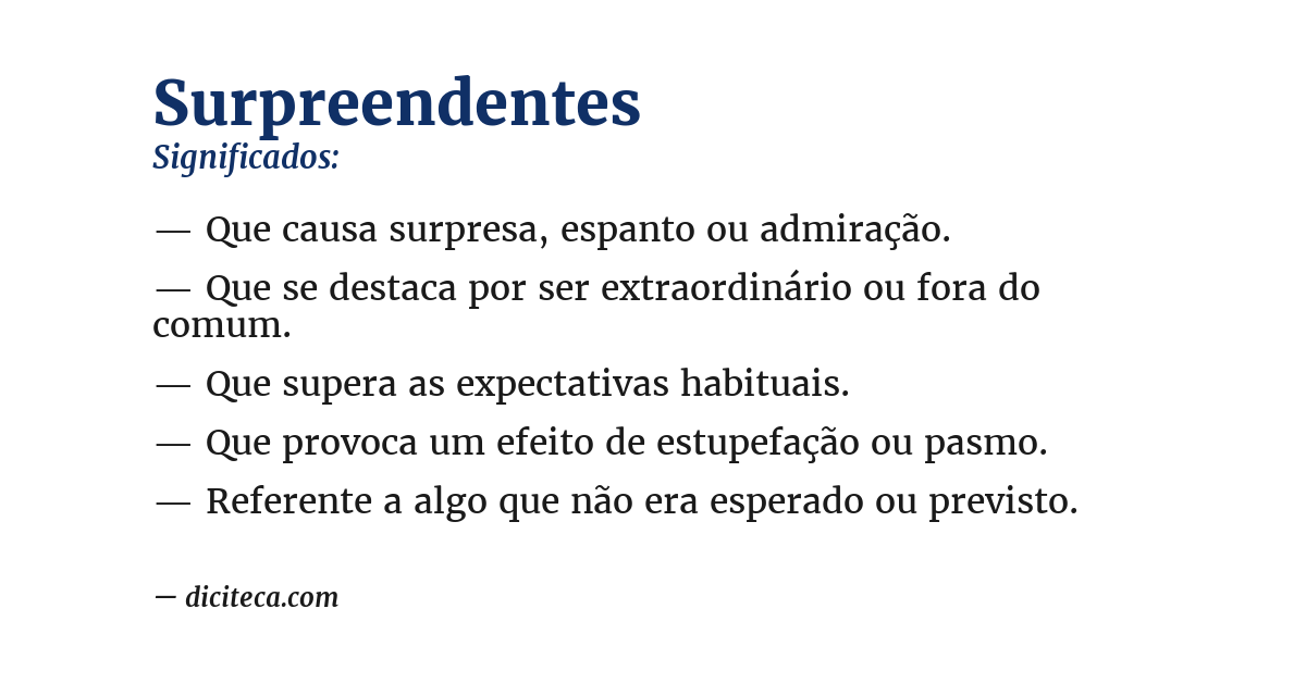 Significado de surpreendentes