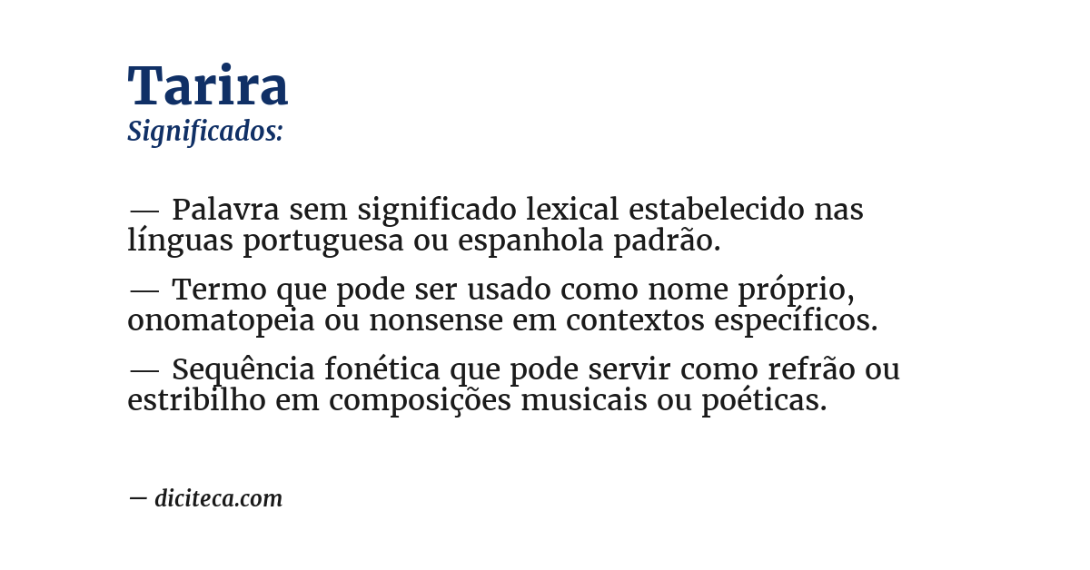 Significado de tarira