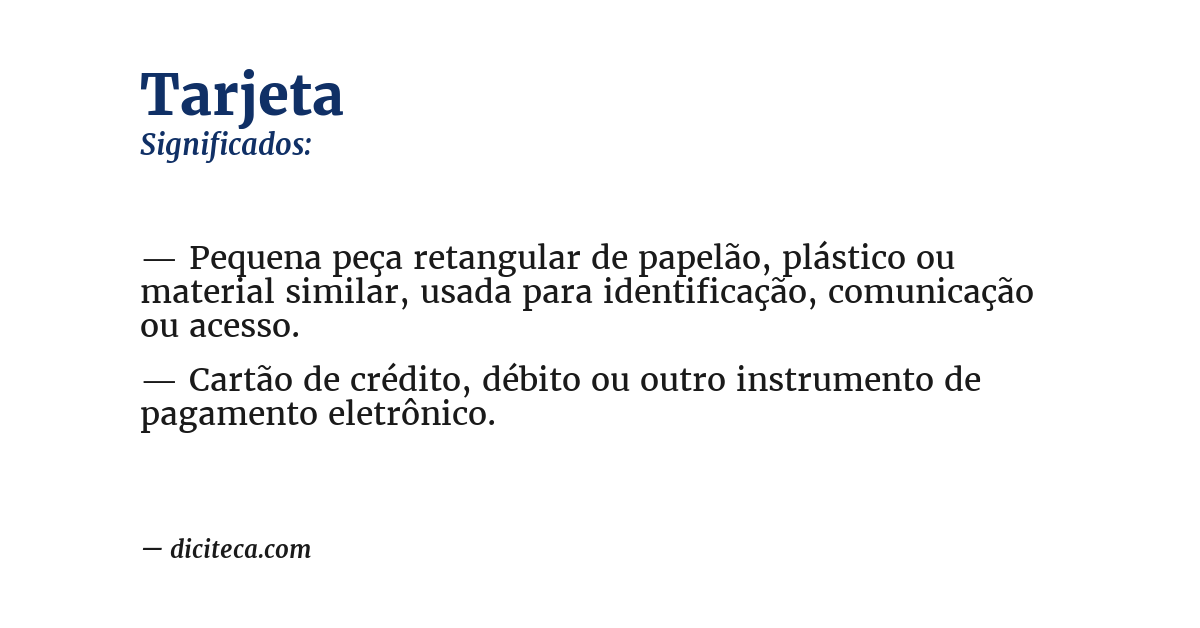 Significado de tarjeta