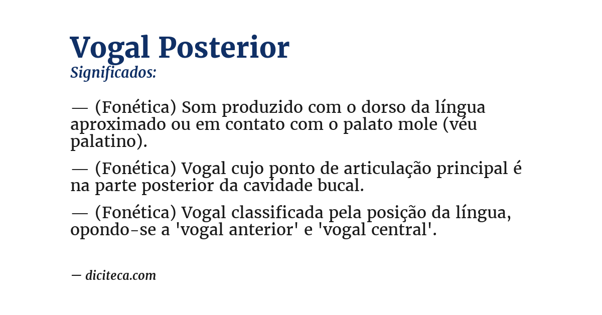 Significado de vogal posterior