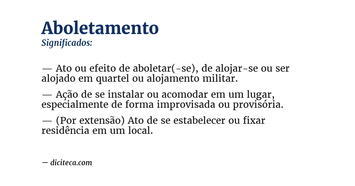 Significado de aboletamento