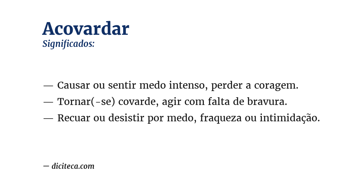 Significado de acovardar