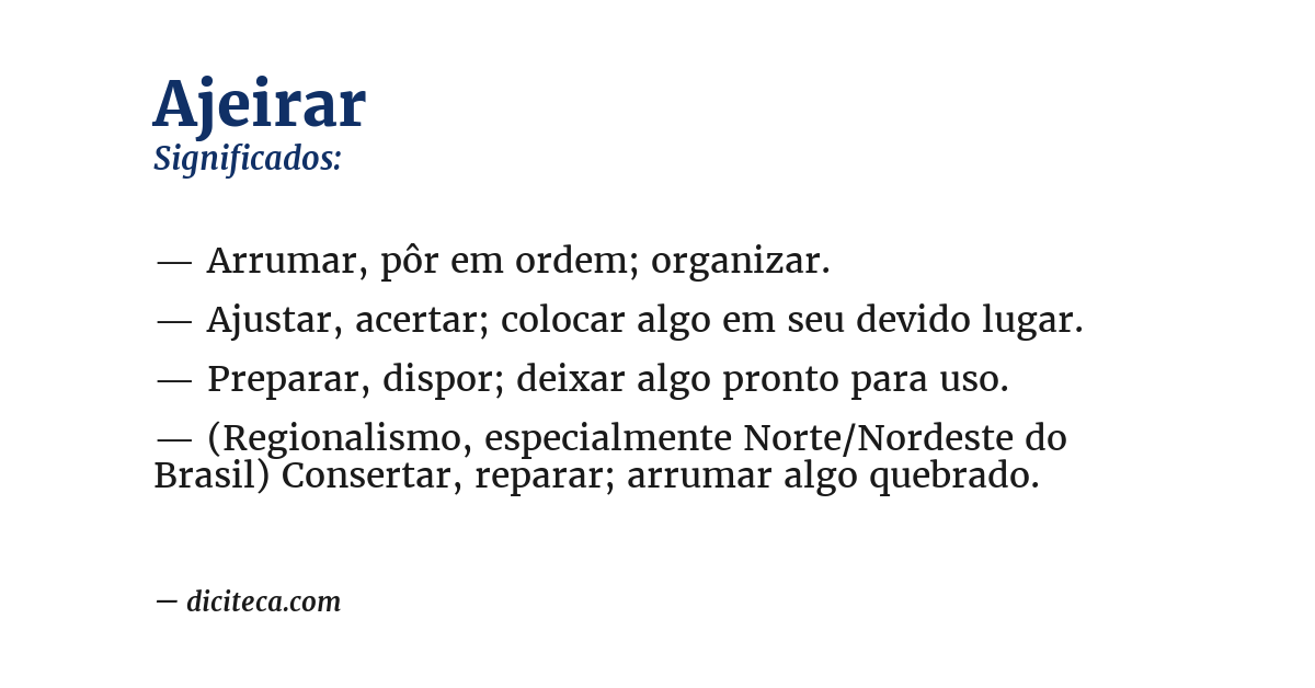 Significado de ajeirar