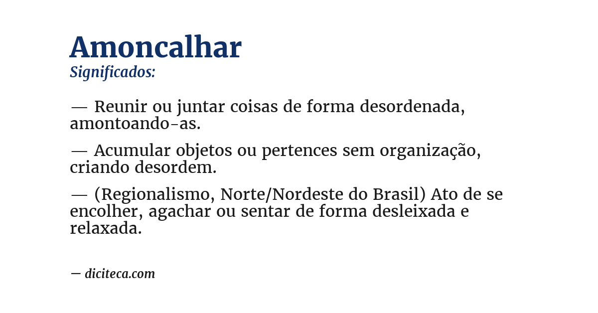 Significado de amoncalhar