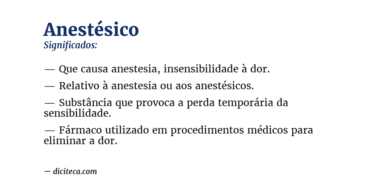 Significado de anestésico