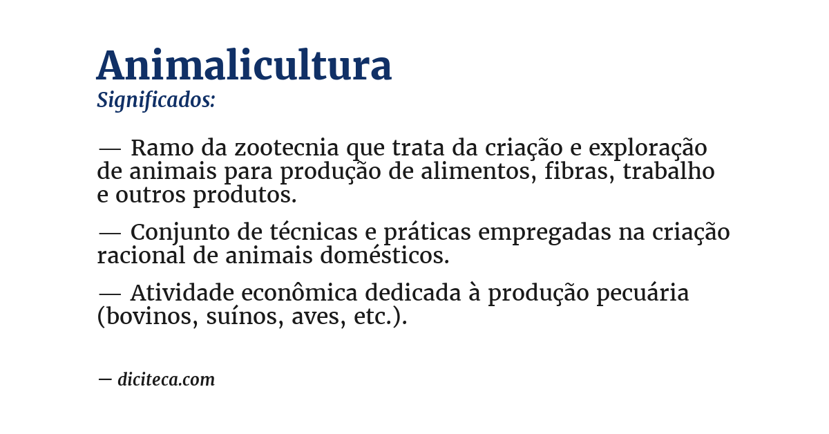 Significado de animalicultura